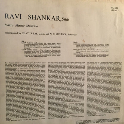 Ravi Shankar : India's Master Musician (LP, Album, Mono)