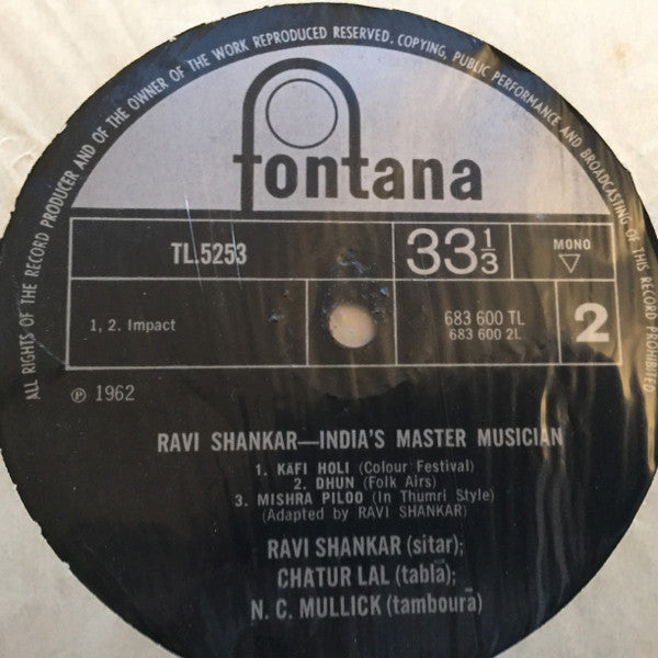 Ravi Shankar : India's Master Musician (LP, Album, Mono)