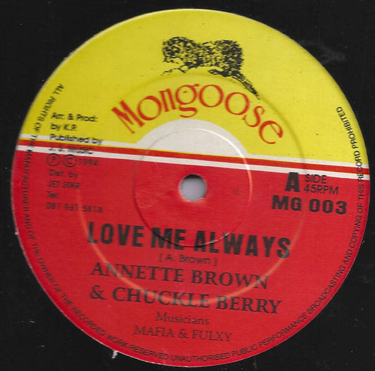 Annette Brown & Chuckle Berry* : Love Me Always (12")