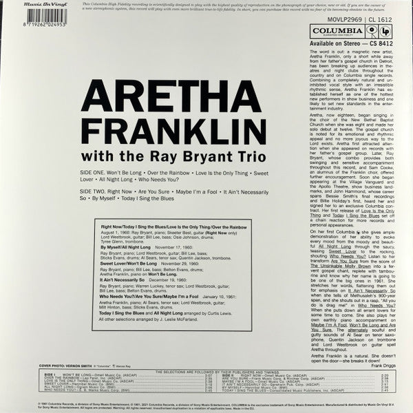 Aretha Franklin With The Ray Bryant Combo : Aretha (LP, Album, RE)