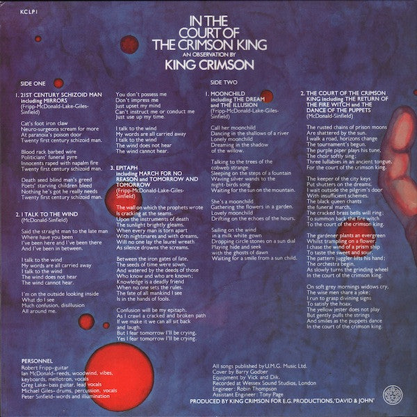 King Crimson : In The Court Of The Crimson King (LP, Album, RE, 200)