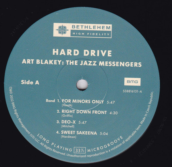 Art Blakeys Jazz Messengers* : Hard Drive (LP, Album, RE, RM, 180)