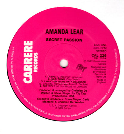 Amanda Lear : Secret Passion (LP, Album)