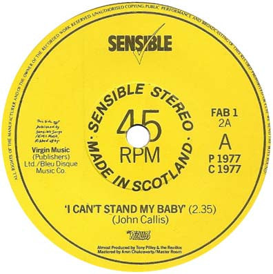 The Rezillos : I Can't Stand My Baby / I Wanna Be Your Man (7", Single, RE)