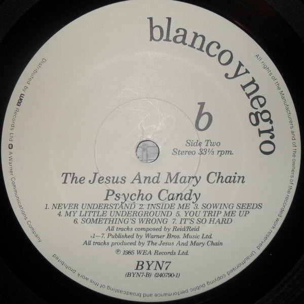 The Jesus And Mary Chain Psychocandy LP Album VG VG Dig