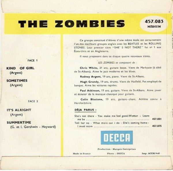 The Zombies : Kind Of Girl (7", EP)