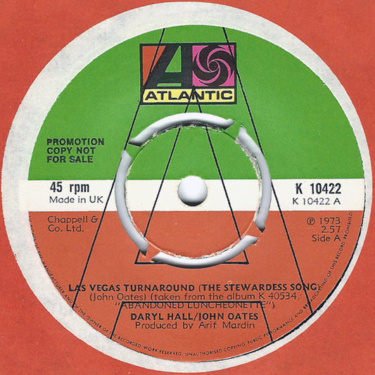 Daryl Hall & John Oates : Las Vegas Turnaround (The Stewardess Song) (7", Single, Promo)