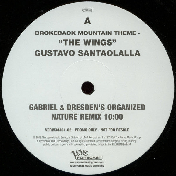 Gustavo Santaolalla : The Wings (Brokeback Mountain Theme) (Remixes) (12", Promo)