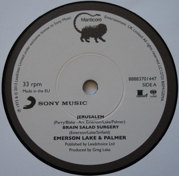 Emerson, Lake & Palmer : Jerusalem (7", RSD, Single, Ltd, Num, RE)