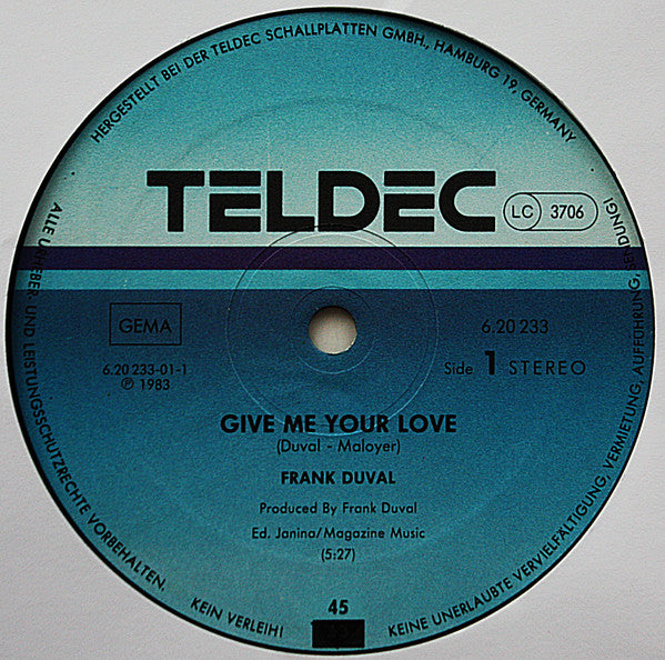 Frank Duval : Give Me Your Love / Ogon (12", Maxi)