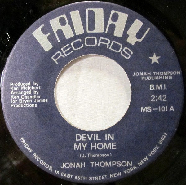 Jonah Thompson : Devil In My Home / I Must Be Strong (7")