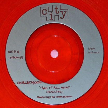 Girlschool : Take It All Away (7", Single, Pin)