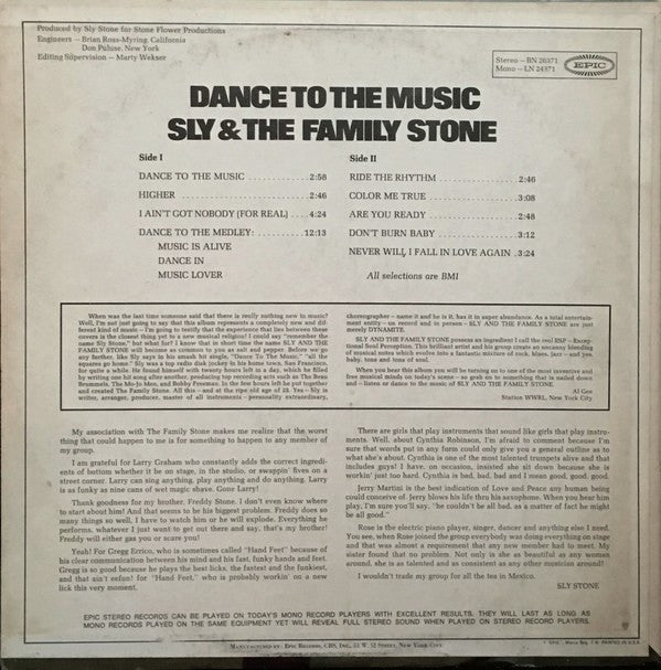 Sly & The Family Stone : Dance To The Music (LP, Album, Ter)