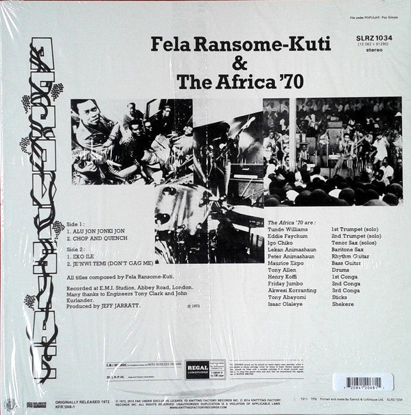 Fela Ransome-Kuti* & The Africa '70* : Afrodisiac (LP, Album, RE)