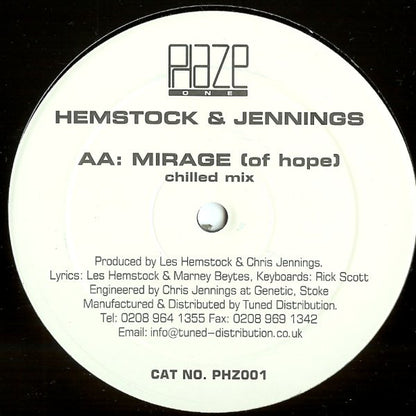 Hemstock & Jennings : Mirage (Of Hope) (12")