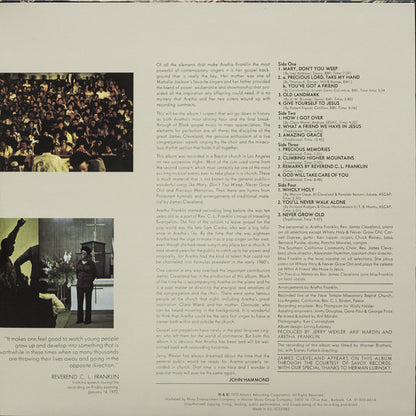 Aretha Franklin With James Cleveland* & The Southern California Community Choir : Amazing Grace (2xLP, Album, RE, 180)