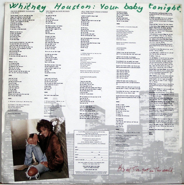 Whitney Houston : I'm Your Baby Tonight (LP, Album)