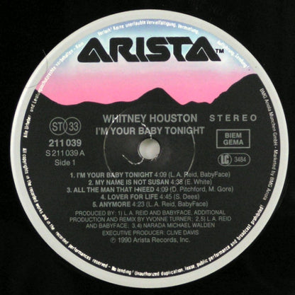 Whitney Houston : I'm Your Baby Tonight (LP, Album)
