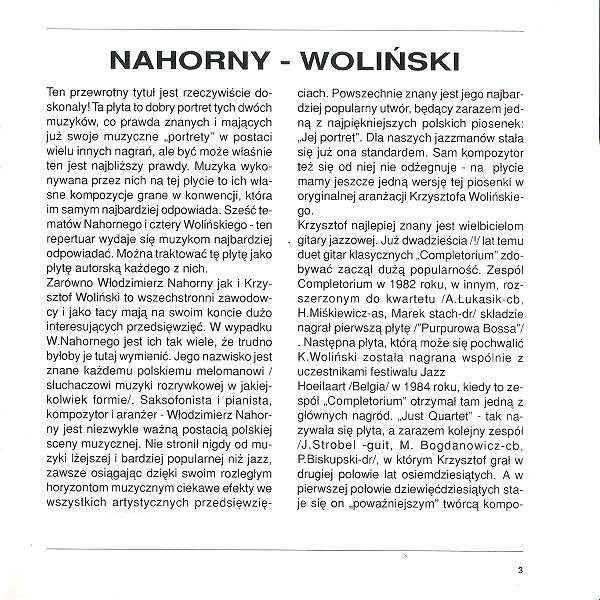Włodzimierz Nahorny, Krzysztof Woliński : Ich Portret (CD, Album)