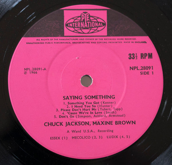 Chuck Jackson & Maxine Brown : Saying Something (LP, Album, Mono)