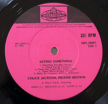 Chuck Jackson & Maxine Brown : Saying Something (LP, Album, Mono)