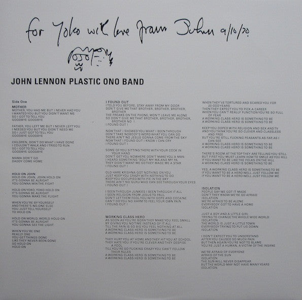 John Lennon / The Plastic Ono Band : John Lennon / Plastic Ono Band (LP, Album, RE, RM, 180)