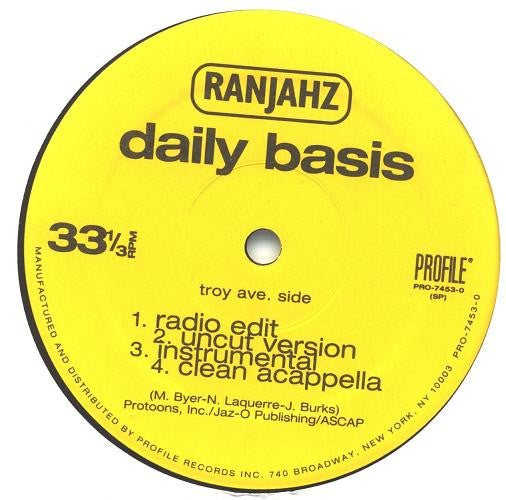 Ranjahz* : Daily Basis / Street Life (12", Single)