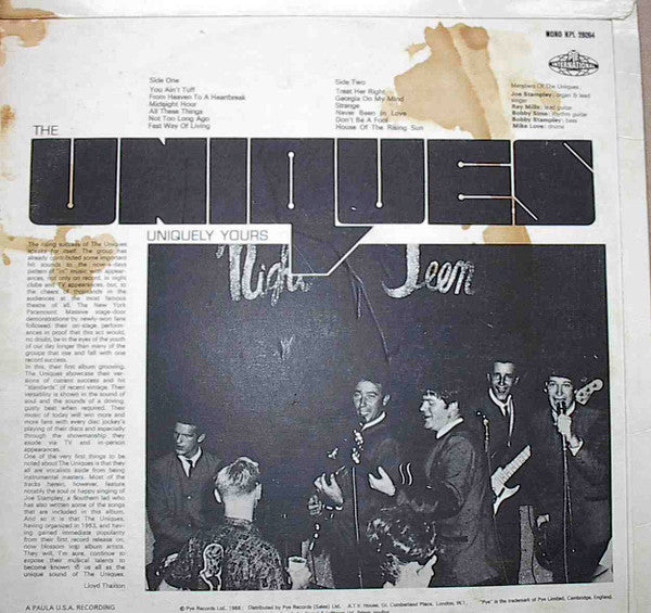The Uniques (2) : Uniquely Yours (LP, Album, Mono)