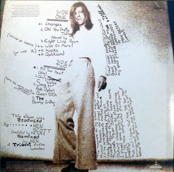 David Bowie : Hunky Dory (LP, Album, RE, RM, 180)