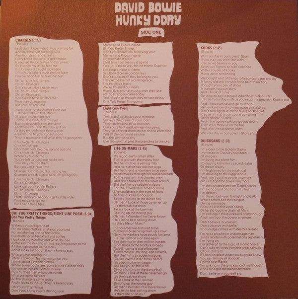 David Bowie : Hunky Dory (LP, Album, RE, RM, 180)