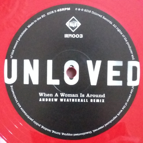 Unloved (4) : When A Woman Is Around (12", Single, Red)