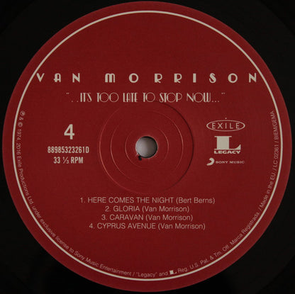 Van Morrison : It's Too Late To Stop Now  Volume I (2xLP, Album, RE, RM, Tri)