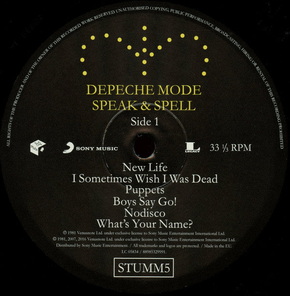 Depeche Mode : Speak & Spell (LP, Album, RE, RM, Gat)