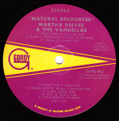 Martha Reeves & The Vandellas : Natural Resources (LP, Album)