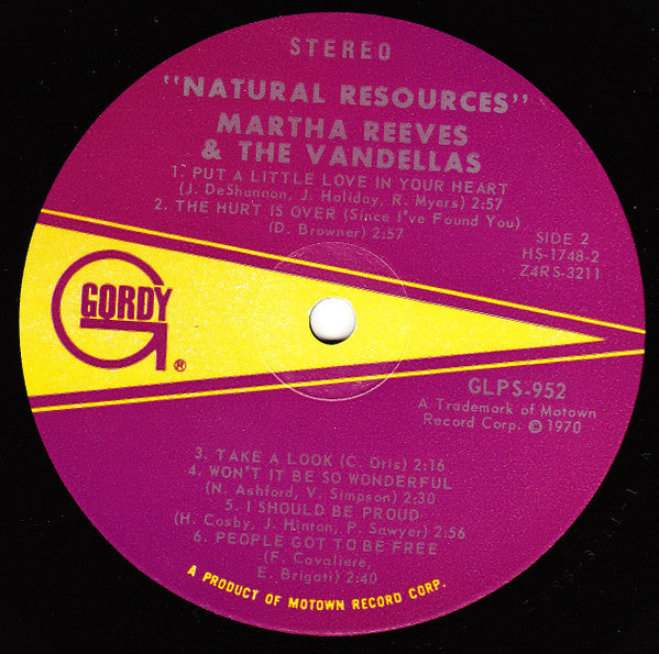 Martha Reeves & The Vandellas : Natural Resources (LP, Album)