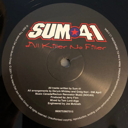 Sum 41 : All Killer No Filler (LP, Album, RE, 180)