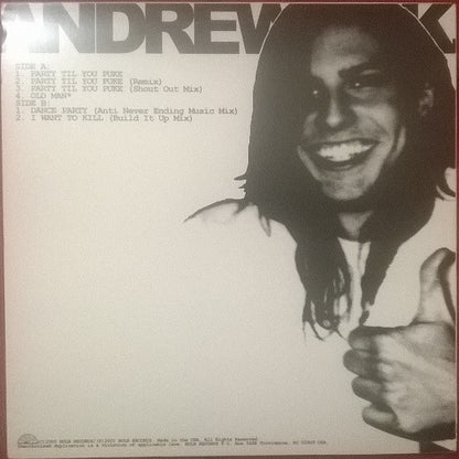 Andrew W.K. : Party Til You Puke (12", EP, Fir)