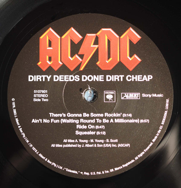 AC/DC : Dirty Deeds Done Dirt Cheap (LP, Album, RE, RM, 180)