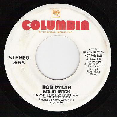 Bob Dylan : Solid Rock (7", Promo)