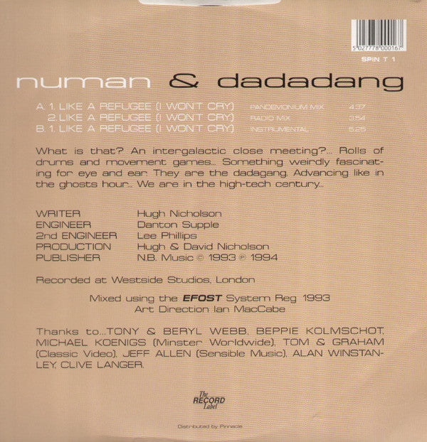 Gary Numan & Dadadang : Like A Refugee (I Won't Cry) (12", Single)