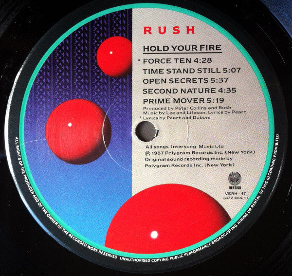Rush : Hold Your Fire (LP, Album)